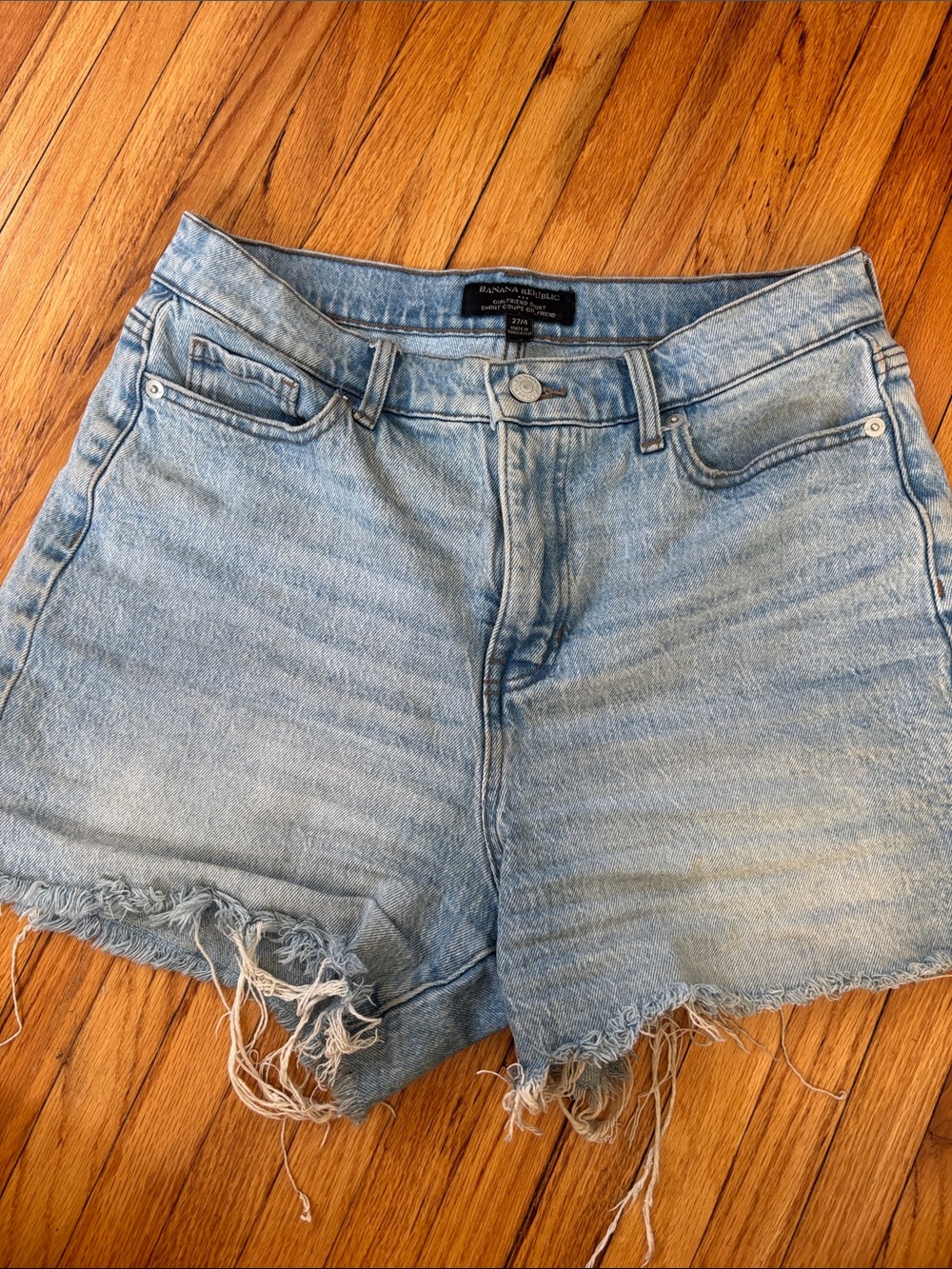 Banana Republic light blue distressed denim cut-off shorts